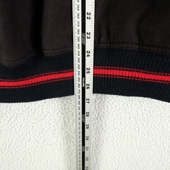 Paul And Shark Yachting Bomber Jacket Mens Large Black Red Striped Wool Lined - Picture 6 of 13